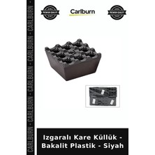 Carlburn Özel Üretim Masa Üstü Restoran Ofis Pratik Izgaralı Kare Küllük - Bakalit Plastik - Siyah