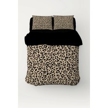 Luvis Store Golden Leopard - Leopar Desenli Çift Kişilik Hibrit Nevresim Takımı - Çarşaflı