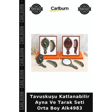 Carlburn Özel Üretim Tavuskuşu Katlanabilir Ayna ve Tarak Seti Orta Boy ALK4983