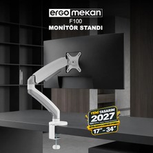 Ergomekan F100 Pro 17-34” Monitör Standı Beyaz (Maks: 10KG)