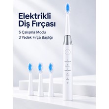 Marsilyan 3 Yedek Başlık Hediyeli USB Şarjlı Beyaz Elektrikli Diş Fırçası