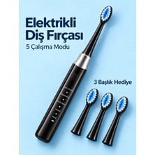Marsilyan Değiştirilebilir Başlıklı Siyah Elektrikli Diş Fırçası 5 Mod ve 3 Yedek Başlık