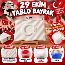 Arnur Company 29 Ekim Cumhuriyet Bayramı Tablo Bayrak Boyama Seti | 10'lu Türk Bayrağı Boyama Seti | 10 Kırmızı Boya + Fırça + 10 Beyaz Boya Hediye