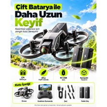 Xira 720P Kameralı Wifi Fpv Drone Çift Bataryalı 150 Metre Kontrol Mesafeli Tek Tuş Kalkış Iniş 360° Takla