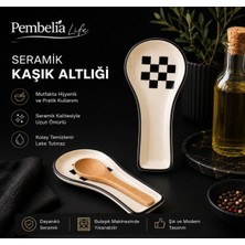 Pembelia Life Seramik Dama Desen Kirli Kaşık Altlığı Kaşıklık Tezgah Üstü Kepçe Kaşık Altlığı Düzenleyici Kaşıklık