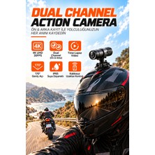 Ayers 4K UHD 30 Fps Motosiklet Kask Kamerası, Ön Arka Çift Kanallı Aksiyon Kamera, 170° Geniş Açı, IP65, Wifi ve Kablosuz Kumanda