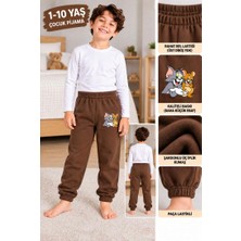 Tpn Kids Çocuk Kahverengi Tom ve Jerry Baskılı Üç Iplik Şardonlu Eşofman Altı / Pijama Altı