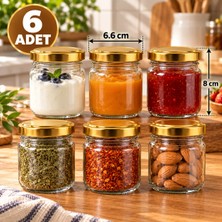 Paşabahçe 210 CC Cam Kavanoz 6’lı Set – Altın Metalik Kapaklı – Saklama Kavanozu – Mama, Sos, Reçel ve Baharat Kabı