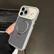 Bluecase iPhone 16 Pro Max Kılıf Magsafe Uyumlu Manyetik Karbon Fiber Desenli Kamera Korumalı Şık Telefon Kılıfı Gri