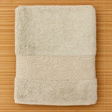 Ödel Buldan Jakar Bordürlü Bambu Banyo & Vücut Havlusu Bej 70 x 140