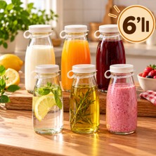 Paşabahçe 250 cc Ayran ,Süt,Meşrubat Şişesi 6’lı Set – Şefaf Plastik Kapaklı, Sızdırmaz Cam Şişe