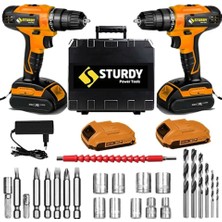 Sturdy Japon Technology P-R-X Seri Darbeli Metal Şanzuman Şarjlı Çift Akülü Matkap 27PRÇ Uç Setli