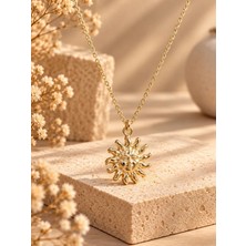 Velya Giyim Gold Renk Güneş Figürlü Çelik Kolye