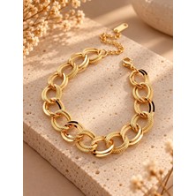 Velya Giyim Gold Renk Halkalı Çelik Bileklik