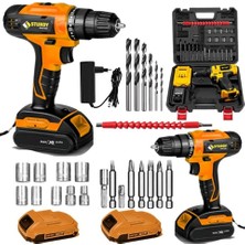 Sturdy 56V 6AH Metal Sanzumanlı Express Seri Setli Li-Ion Çift Akülü Matkap 27 Parca Setli
