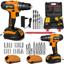 Sturdy 54V 6AH Metal Sanzumanlı New Seri Setli Li-Ion Çift Akülü Matkap 27 Parça Setli