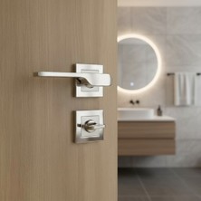 Elovias Sese Veroni Modeli Kare Rozetli Wc Kapı Kolu Nikel Saten (200-94R-02-53)