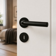 Elovias Sese Seda Modeli Yuvarlak Rozetli Oda Kapı Kolu Siyah (200-236R-01-02)