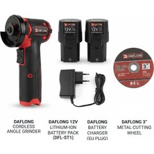 DFL70 12V Mini Şarjlı Taşlama 2 Adet 2.0AH Li-Ion Akü 76 mm Disk 10 Adet Taş Hediyeli