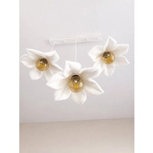 Dream Mode Fleura 3'lü Çiçek Tasarımlı Sarkıt Avize | Modern Bohem Dekoratif Tavan Aydınlatması | E27 | Oturma Odası, Salon ve Yemek Masası Avizesi