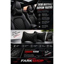 Fark Shop Mini Cooper Model Ile Uyumlu Özel Üretim Boyun Destek Yastığı Siyah Deri ve Siyah Dikişli Yastık