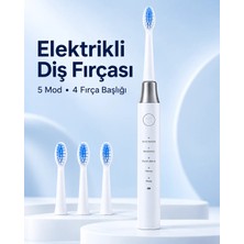Str Store 1. Hassas ve Masaj Modlu USB Şarjlı Beyaz Elektrikli Diş Fırçası 3 Başlık Hediyeli
