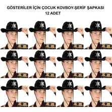 Meks Kovboy Şerif Şapkası Siyah 12 Adet - Kostüm, Parti ve Gösteri Şapkası