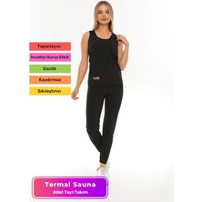 Denguva Özel Üretim Zayıflama Incelme Yağ Yakma Terleme Sauna Termal Kısa Kollu Kadın Atlet Tayt Takım