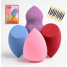 Makyaj Süngeri Seti, Göz Farı Uygulama Çubuğu 10'lu, Latex, Free Beauty Blender Süngerleri, Çift Taraflı Aplikatör Seti, Fondöten ve Kapatıcı