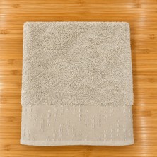 Ödel Buldan Jakar Bordürlü Bambu Banyo & Vücut Havlusu Koyu Bej 70 x 140
