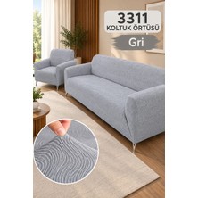 Arife Home Yüksek Kaliteli Koltuk Örtüsü Takımı | 3311 | Su Desen Jakar Kumaş Lastikli Esnek Yıkanabilir Çekyat Kanepe Kılıfı 4 Parça |sofa Cover