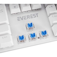 Str Store Everest Kb-Mekanik 1 Lumos USB Rainbow Aydınlatmalı Full Anti-Ghosting Mekanik Gaming Oyuncu Klavye (Beyaz (Blue Switch))