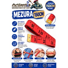 Artlantis Mezura 150 cm 1 Adet Renkli Meziro Terzi Baş Vüvut Ölçüm Metresi Beden Ölçmek Mezro Çift Yönlü