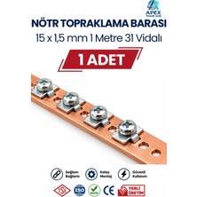 Sutem Nötr Topraklama Barası 15X1,5 mm 1 Metre 31 Vidalı Klemens Barası