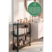 3 Katlı Tekerlekli Banyo Rafı Mutfak Düzenleyici Servis Arabası