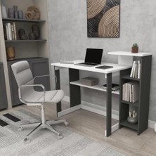 Home Enda Saye 5 Raflı Kitaplıklı Çalışma Masası Antrasit - Beyaz
