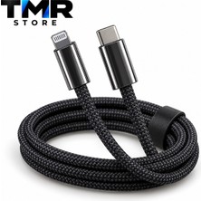 Tmr Store Apple iPhone Xs Uyumlu 45W Type-C To Lightning Örgülü Şarj ve Veri Kablosu 1 Metre