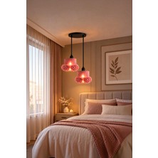 Elizim Home Lighting Alessa 2’li Tütü Avize – Siyah Tepsili Pudra Tül Başlıklı Yatak Odası- Oturma Odası- Genç Odası Dekoratif Sarkıt Avize