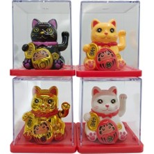 Toptan Budur Dörtlü Maneki Neko El Sallayan Şans Kedisi Güneş Enerjili Set NO04SNS