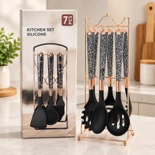Akıllı Bayi 7 Parça Stantlı Beyaz Silikon Mutfak Seti Aby