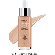 Toptan Budur True Match Nude Serum Fondöten, 3-4 Light Medium, 30 ml