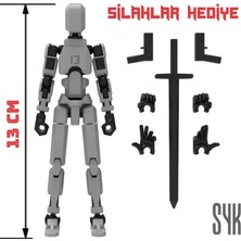 Toptan Budur Robot 13 Dummy Aksiyon Figürü; Gri-Siyah, Tüm Eklemleri Hareketli