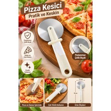 IKEA Çok Fonksiyonlu Paslanmaz Çelik Pizza Kesici - 18x12 cm, Kolay Temizlenebilir, Kırık Beyaz