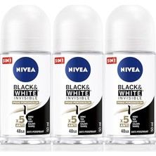 Toptan Budur Kadın Roll On Deodorant Black&white Invisible Ipeksi Pürüzsüzlük, 48SAAT Koruma 50MLX3