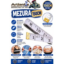 Artlantis Mezura 150 cm 1 Adet Renkli Meziro Terzi Baş Vüvut Ölçüm Metresi Beden Ölçmek Mezro Çift Yönlü