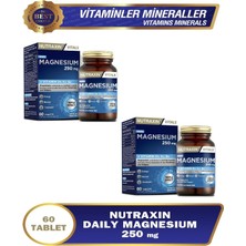 Nutraxin Magnezyum Daily Energy 250 Mg 60 Tablet - Magnesium, D3, K2, B6 - 2 Kutu