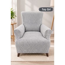 Arife Home Tek Kişilik Koltuk Örtüsü Jakar Kumaş Su Desen Lastikli Esnek Yıkanabilir Çekyat Kanepe Kılıfı Kayma Yapmayan 1 Adet Berjer Örtüsü Hardal