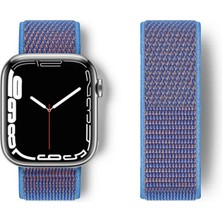Toptan Budur Apple Watch 42MM Hasırlı Cırtcırtlı Kordon - Mor