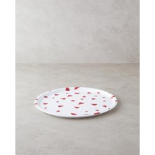 Toptan Budur Plastik Tepsi Beyaz - Kırmızı, 36 x 25 x 10 cm