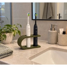 Nakama-Co Ikili Elektrikli Diş Fırçası Standı – Şarjlı ve Pilli Diş Fırçası Tutucu, Banyo Tezgâhı Düzenleyici, Zeytin Yeşili